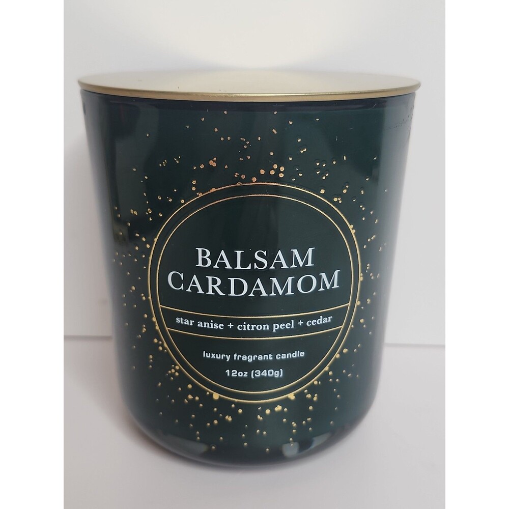 Bellevue Luxury Fragrant Candle BALSAM CARDAMOM 12 oz Soy Blend 2 Wick White